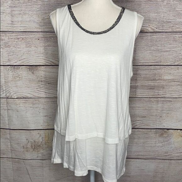 Lila Rose White High Cut Tank Top Blouse - Picture 1 of 7